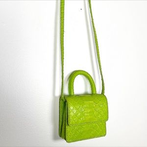 Gelareh Mizrahi micro mini neon green python bag purse